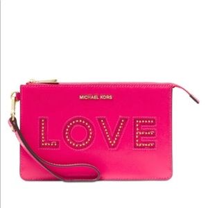 Michael Kors gusset wristlet genuine leather NWT